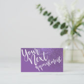 Chic Violet Paarse Glitter Gradient Typografie Afsprakenkaartje (Staand voorkant)