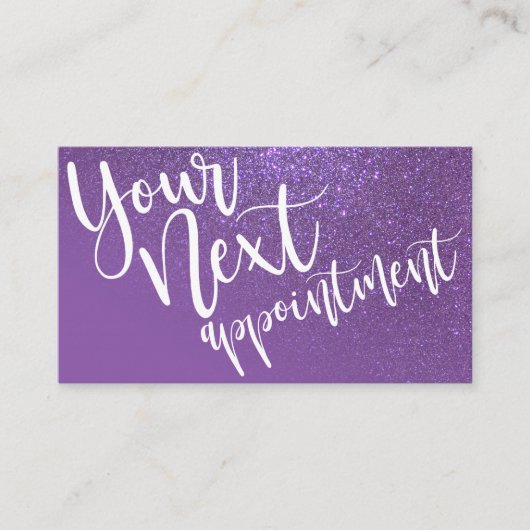 Chic Violet Paarse Glitter Gradient Typografie Afsprakenkaartje (Voorkant)