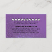 Chic Violet Paarse Glitter Gradient Typografie Klantenkaartje (Achterkant)
