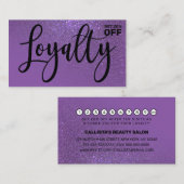 Chic Violet Paarse Glitter Gradient Typografie Klantenkaartje (Voorkant / Achterkant)