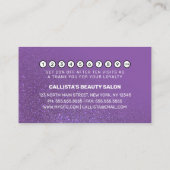 Chic Violet Paarse Glitter Gradient Typografie Klantenkaartje (Achterkant)