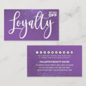 Chic Violet Paarse Glitter Gradient Typografie Klantenkaartje (Voorkant / Achterkant)