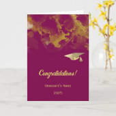 Chic Violet Rood Goud Abstract Afstuderen Kaart (Gele Bloem)