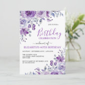 Chic Violet Roos Floral Botanische Verjaardag Kaart (Staand voorkant)