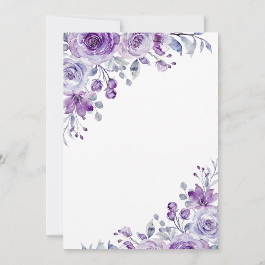 Chic Violet Roos Floral Botanische Verjaardag Kaart (Achterkant)