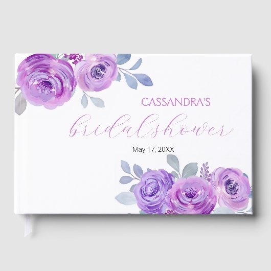 Chic Violet Roos Greenery Floral Vrijgezellenfeest Gastenboek (Voorkant)