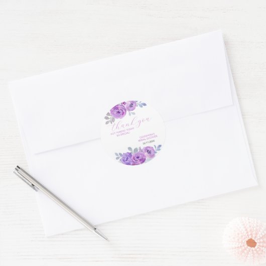 Chic Violet Roos Greenery Floral Vrijgezellenfeest Ronde Sticker (Envelop)