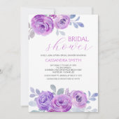 Chic Violet Rose Greenery Floral Bridal Shower  Kaart (Voorkant)