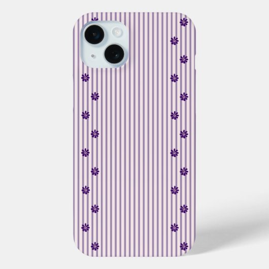 Chic Violet Stripes en Paarse Bloemenrijen Case-Mate iPhone Case (Achterkant)