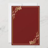 Chic Virtual Burgundy & Golden Foliage Wedding Kaart (Achterkant)