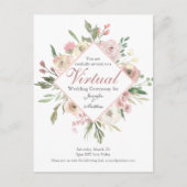 Chic Virtual Spring Floral Blush Pink Wedding Briefkaart (Voorkant)