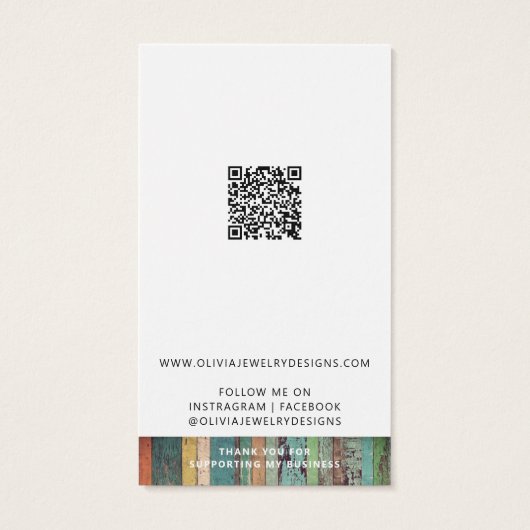 Chic Voeg uw Logo QR Code Oorbel Display Kaart (Achterkant)