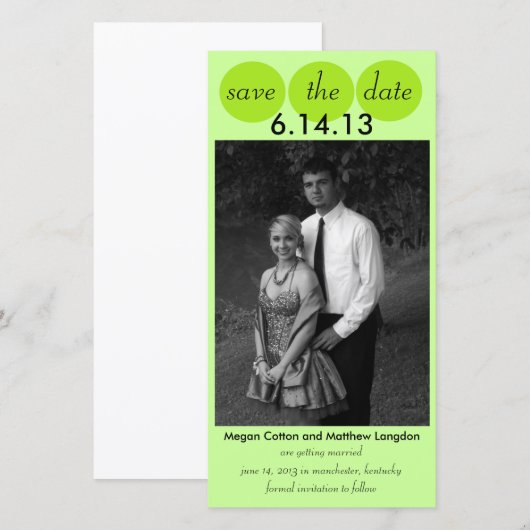 Chic Vogel Silhouet & Stippen Save the Date in Lim (Voorkant / Achterkant)