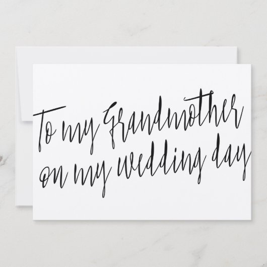 Chic "Voor mijn grootmoeder op mijn trouwdag" Kaart (Voorkant)