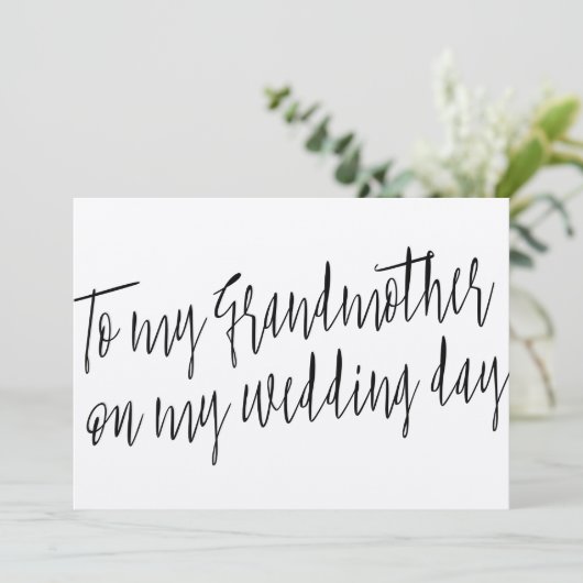 Chic "Voor mijn grootmoeder op mijn trouwdag" Kaart (Staand voorkant)