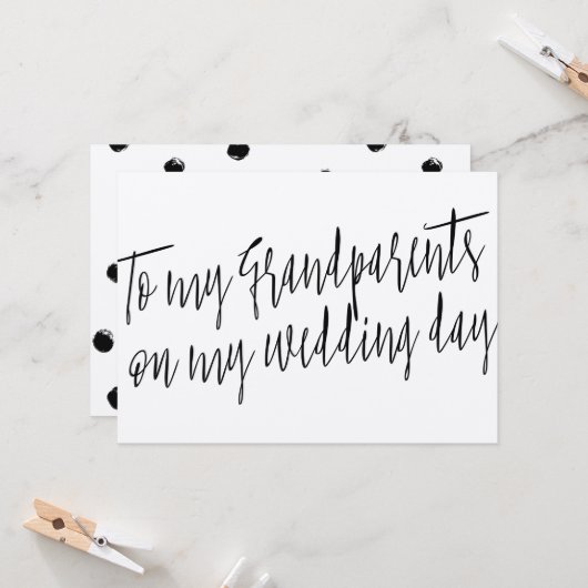 Chic "Voor mijn grootouders op mijn trouwdag" Kaart (Voorkant / Achterkant in situ)