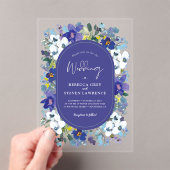 Chic voorjaar stoffig blauw donkerblauw paarse blo acryl uitnodigingen (Insitu (Draagbaar))