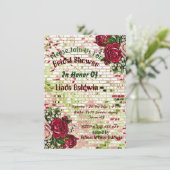 Chic Vrijgezellenfeest Burgundy Red Rose Rustic Kaart (Staand voorkant)