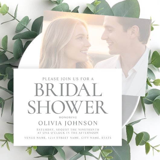 Chic Vrijgezellenfeest Fototypografie Grijs Wit Kaart