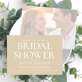 Chic Vrijgezellenfeest Fototypografie Wedding Beig Kaart