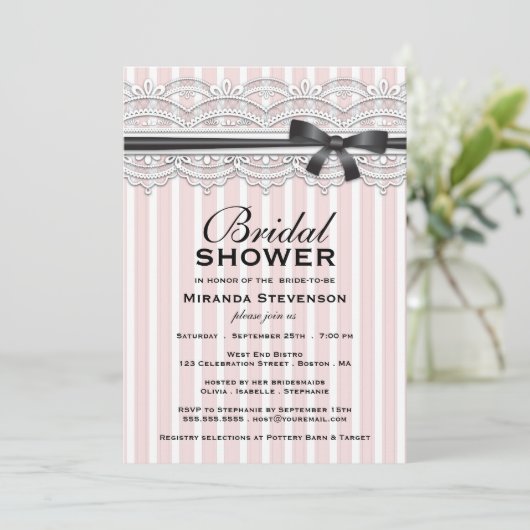 Chic Vrijgezellenfeest Lovely Lace Invitation Kaart (Staand voorkant)