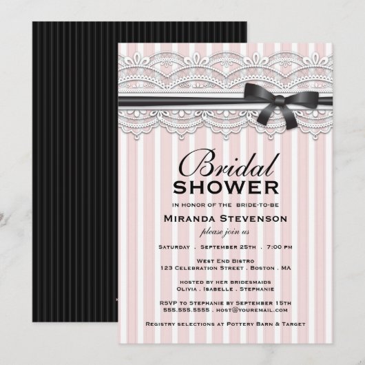 Chic Vrijgezellenfeest Lovely Lace Invitation Kaart (Voorkant / Achterkant)