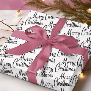 Chic vrolijk kerstgroet op wit cadeaupapier