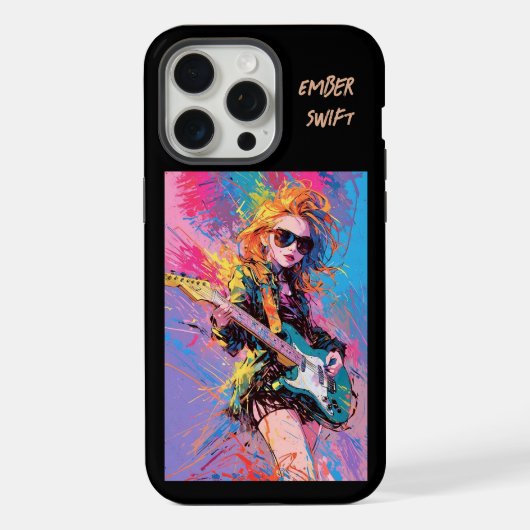 Chic Vrouw Guitar Player Anime iPhone hoesje 15 Pro Max Case (Achterkant)