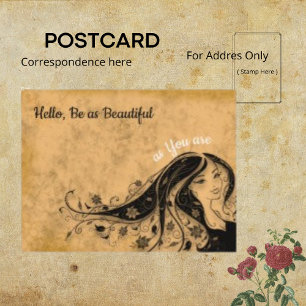 Chic Vrouw  Sepia Eenvoudig Kapsel Briefkaart