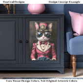 Chic Vrouw Steampunk Cat In Pink AG7 Decoupage Tissuepapier
