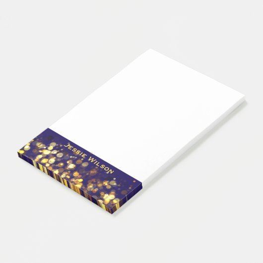 Chic vrouwelijk middernacht blauw goud lijst genoe post-it® notes (Schuin)