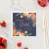 Chic Warm Bloemen Marine Blauw Gepersonaliseerd se Servetten (Insitu)
