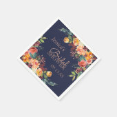 Chic Warm Bloemen Marine Blauw Gepersonaliseerd se Servetten (Hoek)
