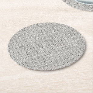 Chic Warm Gray Faux Jute Fabric Patroon Ronde Kartonnen Onderzetter