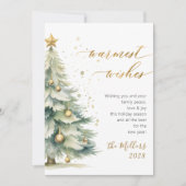 Chic Warmest Wishes Gold Script Kerstboom Feestdagenkaart (Voorkant)