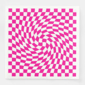 Chic Warped Checkered Pattern Magenta Roze & Wit Servet (Voorkant)