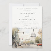 Chic Washington DC Waterverf bruiloft Jubileum Kaart (Voorkant)