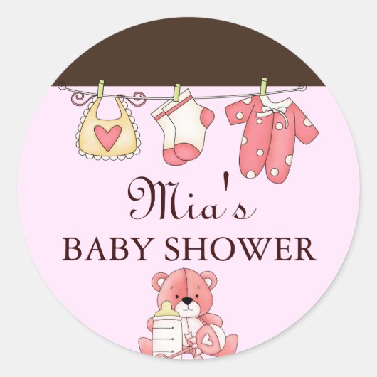 Chic Waskleine Baby Shower Sticker (Voorkant)