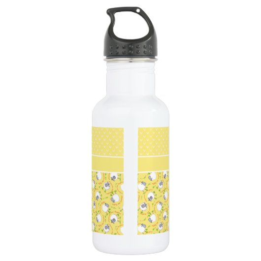 Chic Water Bottle: geel, vun Sheep Pattern Waterfles (Achterkant)