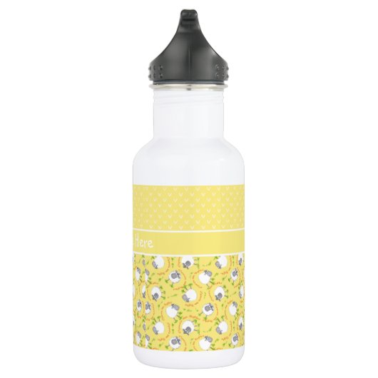 Chic Water Bottle: geel, vun Sheep Pattern Waterfles (Rechts)