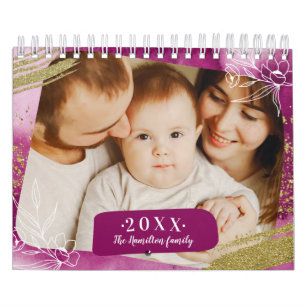 Chic Watercolor Aangepaste Foto  2022  Familie Kalender