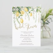 Chic Watercolor Blooming Lemons Bridal Shower Kaart (Staand voorkant)