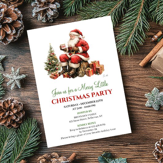 Chic Watercolor Christmas Scene Holiday Invitation Kaart