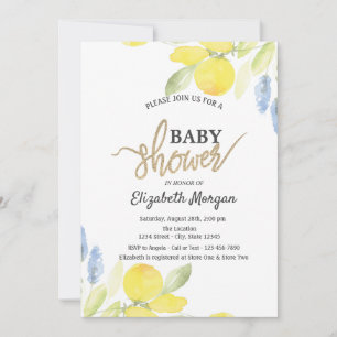 Chic Watercolor Citroenen Baby Shower Kaart