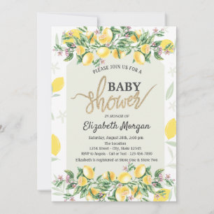 Chic Watercolor Citroenen Frame Baby Shower Kaart