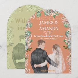 Chic Watercolor Couple On Budget Wedding  Kaart