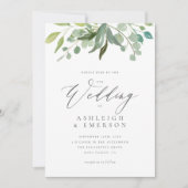 Chic Watercolor Eucalyptus Groenery Summer Wedding Kaart (Voorkant)