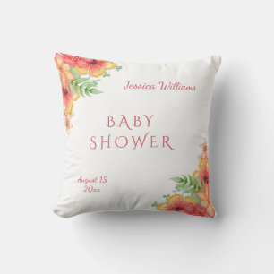 Chic Watercolor Hoek Bloemen Baby Borrel Kussen