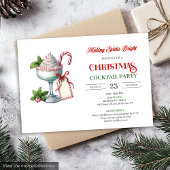 Chic Watercolor Holiday Cocktails Party Invitation Kaart