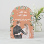 Chic Watercolor Koppel Op Budget Bruiloft Kaart (Staand voorkant)